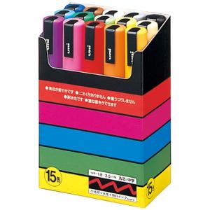 三菱鉛筆 ポスカ 15色セット 細字丸芯 品番:PC3M15C 三菱鉛筆