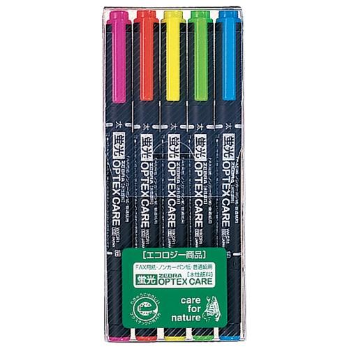 ゼブラ 蛍光オプテックスケア　ＷＫＣＲ１−５Ｃ　５色セット ＷＫＣＲ１−５Ｃ ★10個パック