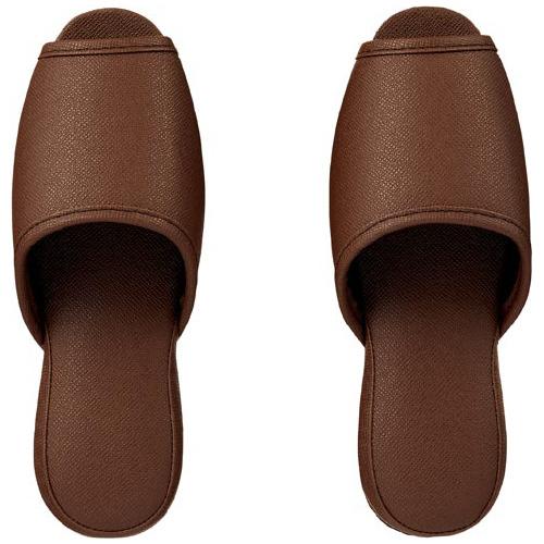 テンダイ 抗菌レザー調スリッパ（前あきタイプ）M ブラウン ●外寸法：約26．5cm E123007