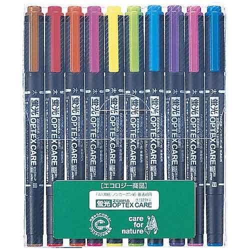 ゼブラ 蛍光オプテックスケアＷＫＣＲ１−１０Ｃ　１０色セット ＷＫＣＲ１−１０Ｃ ★10個パック