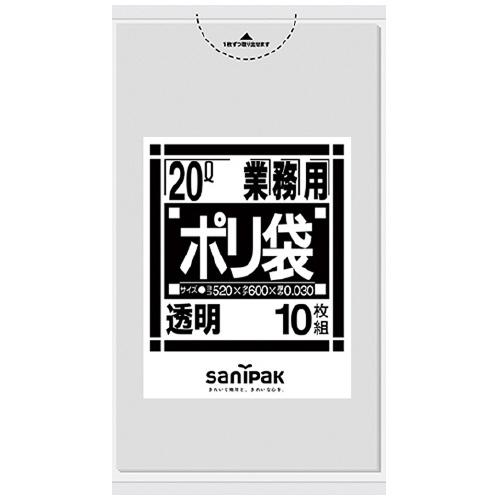 日本サニパック ポリゴミ袋　Ｎ−２３　透明　２０Ｌ　１０枚　６０組 Ｎ−２３−６０