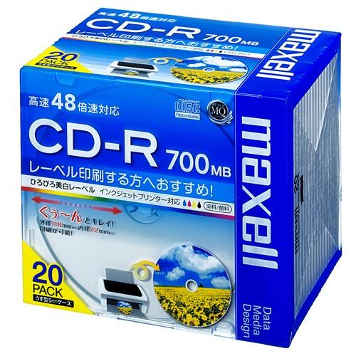 マクセル ＣＤ−Ｒ　＜７００ＭＢ＞　ＣＤＲ７００Ｓ．ＷＰ．Ｓ１Ｐ２０Ｓ　２０枚 ＣＤＲ７００Ｓ．ＷＰ...