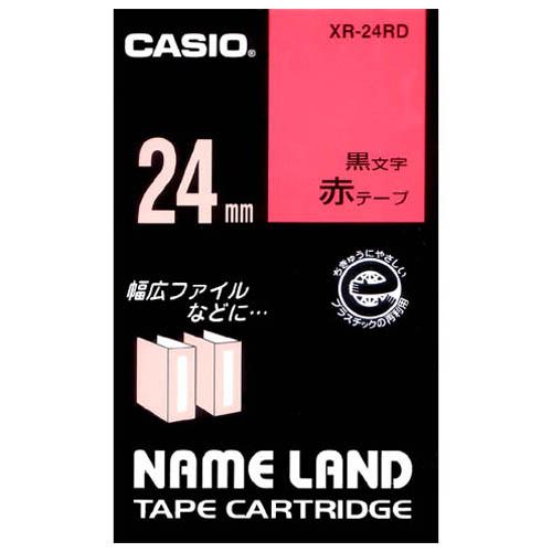 カシオ計算機 ラベルテープ　ＸＲ−２４ＲＤ　赤に黒文字　２４ｍｍ ＸＲ−２４ＲＤ