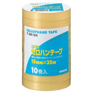 コクヨ セロハンテープ工業用 １５ｍｍ×３５ｍ １０巻入 Ｔ−ＳＫ１５Ｎ ★10パックセット｜shimiz