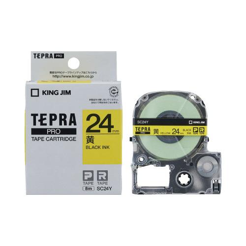 キングジム テプラPROテープカートリッジ （パステル） 黄に黒文字24mm幅×8m SC24Y グ...
