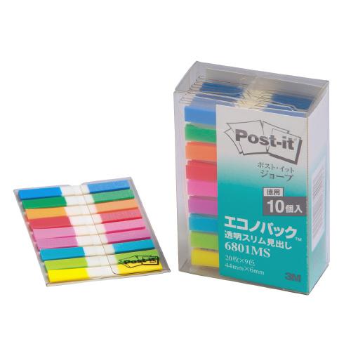 スリーエム ジャパン ポストイットジョーブ透明見出しエコノP 44×6mm 20枚×9色×10個 6...