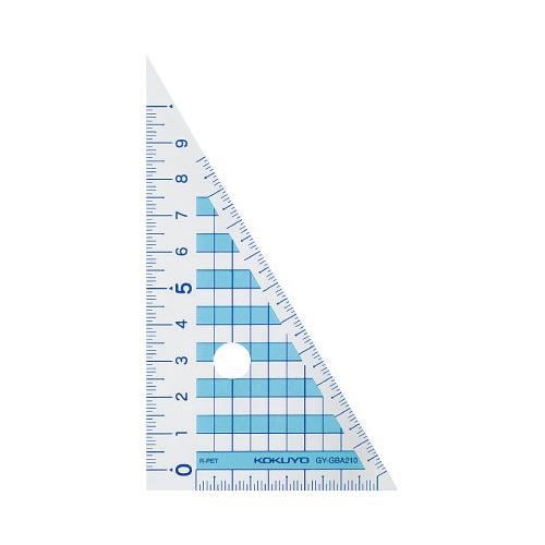 コクヨ 三角定規 再生ＰＥＴ樹脂製 １０ｃｍ目盛り ２種 ３０度・４５度 ＧＹ−ＧＢＡ２１０  