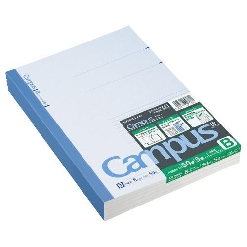 コクヨ KOKUYO キャンパスノート B罫（中横罫） セミB5 罫幅6mm 50枚 5冊パック ノ...