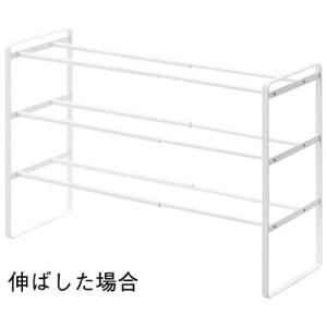山崎実業 伸縮シューズラックフレーム3段 ホワ...の詳細画像2