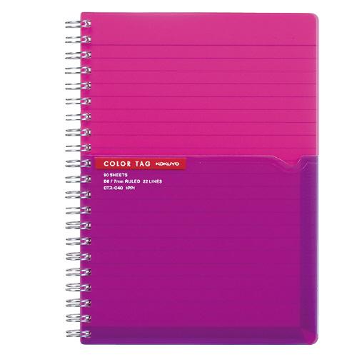 コクヨ KOKUYO ツインリングノート ＜カラータグ＞ B6 罫幅7mm 90枚 ピンク CTス-...