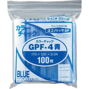 生産日本社 ユニパック カラーチャック Ａ６青 幅１２０×チャック下１７０ｍｍ Ｆ−４Ｂ｜shimiz