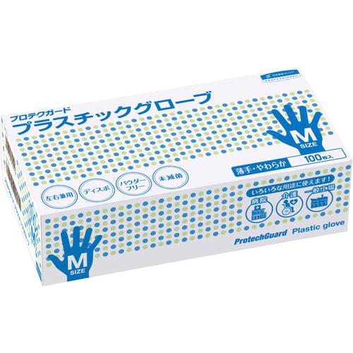 日本製紙クレシア プロテクガード プラスチックグローブ 使い切り手袋 粉なし  Ｍ １００枚 ６９２...