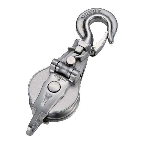 ステンレス滑車 AKブロックIII-A型スナッチハッカー 125mm×1車 ハズレ止め付 使用荷重1...