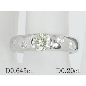 清水屋《送料無料》中央ダイヤモンド/0.645ct メレダイヤ/0.20ct デザイン リング Pt900 14号｜shimizuya783