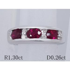 清水屋《送料無料》ルビー/1.30ct ダイヤモンド/0.26ct デザイン リング Pt900 11.5号｜shimizuya783