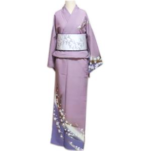 仕立上 絵羽“胴抜仕立 ピンク黒色分け地 金箔 桜花びら「舞台衣装