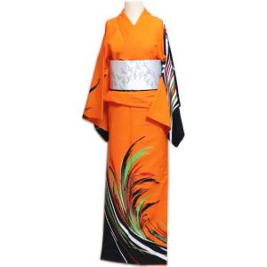 仕立上 絵羽“胴抜仕立 ピンク黒色分け地 金箔 桜花びら「舞台衣装