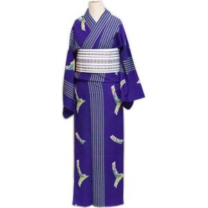 仕立上 小紋“単衣仕立 緑・黄緑地 扇「舞台衣装・ステージ衣装」日本