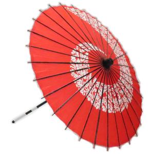 紙傘 ピンク2（2本柄）布袋付 飾り糸：ピンク・緑・赤 持ち運びに便利