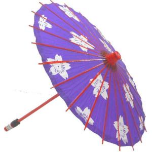 紙傘 ピンク2（2本柄）布袋付 飾り糸：ピンク・緑・赤 持ち運びに便利