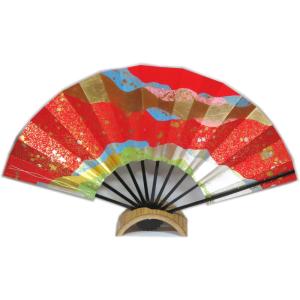 尺舞≪手引色ぼかし 手押し箔三つ雲≫ピンク・紫◇スス竹◇1尺【舞扇子