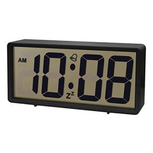 誠時 置き時計 大画面液晶 目覚まし時計 デジタル置き掛け時計兼用 ジェイド LCD-008BK ブラック 11×20×6cm