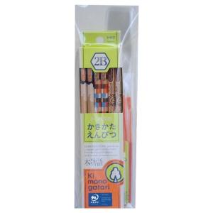 トンボ鉛筆 鉛筆 木物語 かきかた 2B プチギフト 黄緑柄 KB-KPF02G-2B