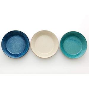アイトー(Aito) カレー皿 ブルー・ホワイト・グリーン 約径20.8×高4.3cm ナチュラルカラーカレー&パスタ皿(3色組)