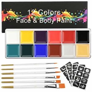 Keello フェイスペイント 12色セット ボディペイント 顔ペイント 安全 無毒 エコ メイク絵の具 ブラシ6本 ステ の最安値 価格比較 送料無料検索 Yahoo ショッピング
