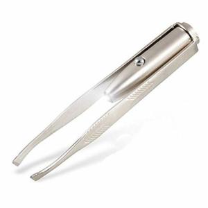 SZM 毛抜き 先斜め LEDライト 眉毛ピン まつげ ムダ毛 精密 ひげ メンズ (2本セット)