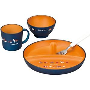 カノー 子ども用食器セット ネイビー 径21×2.5cm ノルディ キッズセット S3 4点入