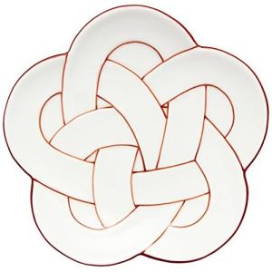 24to3西富陶磁器 有田焼 田清窯 梅結び 銘々皿 赤 3×17×17cm