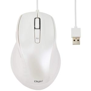 Digio2 5ボタンBlue LED マウス 大型 有線 静音 ホワイト Z8422