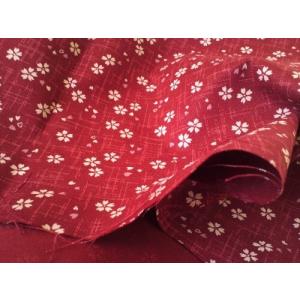 布人倶楽部 シーチング和調 サクラプリント 108cm幅 (1m, エンジ)