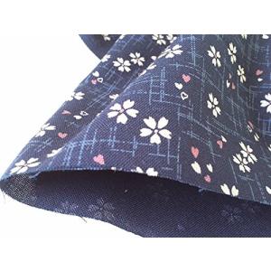 布人倶楽部 シーチング和調 サクラプリント 108cm幅 (50cm, 紺)