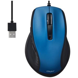 Digio2 5ボタンBlue LED マウス 大型 有線 静音 ブルー Z8420