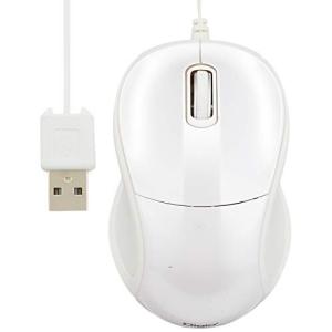 ナカバヤシ Digio2 有線マウス 3ボタン 静音 ブルーLED 小型 ホワイトZ8161