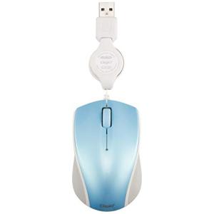 ナカバヤシ Digio2 ケーブル巻取り式3ボタン BLUE LED マウス ライトブルー Z0802