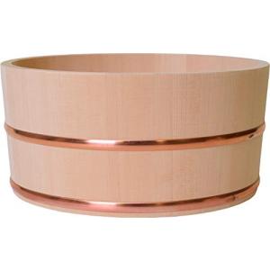 木曽工芸 湯おけ 日本製 木製 ひのき 丸湯桶 銅タガ  22.5cm