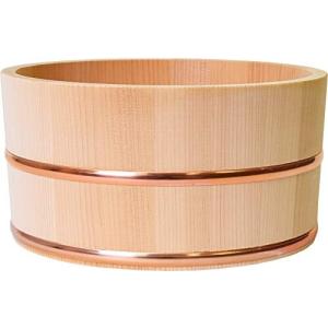 木曽工芸 湯おけ 日本製 木製 さわら 丸湯桶 銅タガ  22.5cm