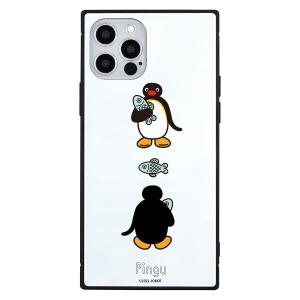 グルマンディーズ ピングー iPhone12/12 Pro対応 スクエアガラスケース さかな PG-73B ホワイト