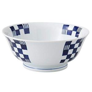 浜陶 波佐見焼 聖栄陶器 軽々めん鉢 約19cm 藍市松 394850 ホワイト