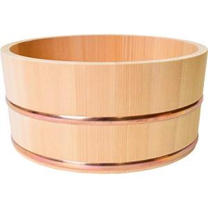 木曽工芸 湯おけ 日本製 木製 さわら 丸湯桶 銅タガ  24cm
