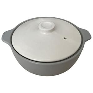 イシガキ産業 鍋 6号 グレー 約直径22×奥行18.5×高9cm 容量約1L 洋風 土鍋 1~2人用 電子レンジ ガス火 対応 4289