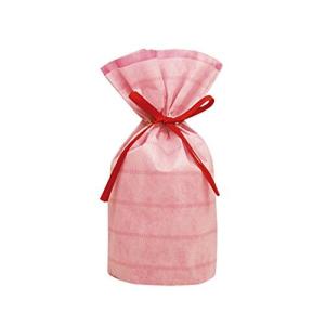 カクケイ 巾着袋 不織布 リボン付 底マチ付 10枚 S ピンク FK3034