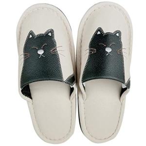 ベーシックスタンダード トイレスリッパ 洗える フェイク レザー スリッパ おしゃれ モノトーン ネコ 白