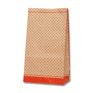 シモジマ ヘイコー 紙袋 角底袋 No.4 ピンドット アカ 13x8x23.5cm 100枚 004050400