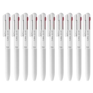 ぺんてる 3色ボールペン Calme 0.7mm グレイッシュ ホワイト 10本 BXAC37W