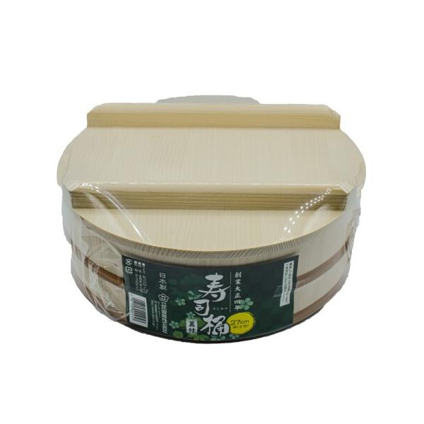 立花容器 寿司桶 プラスチックタガ 蓋付 飯台 日本製 約27cm 約3合 ナチュラル