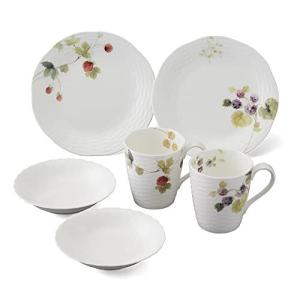 NARUMI 食器 6点セット ルーシーガーデン&シルキーホワイト 2人用 電子レンジあたため 食洗機対応 97140